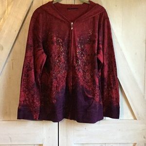 Jeweled Ladies Zip Up Hooded Jacket